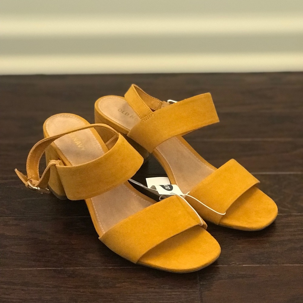 Yellow Suede Block Heels
